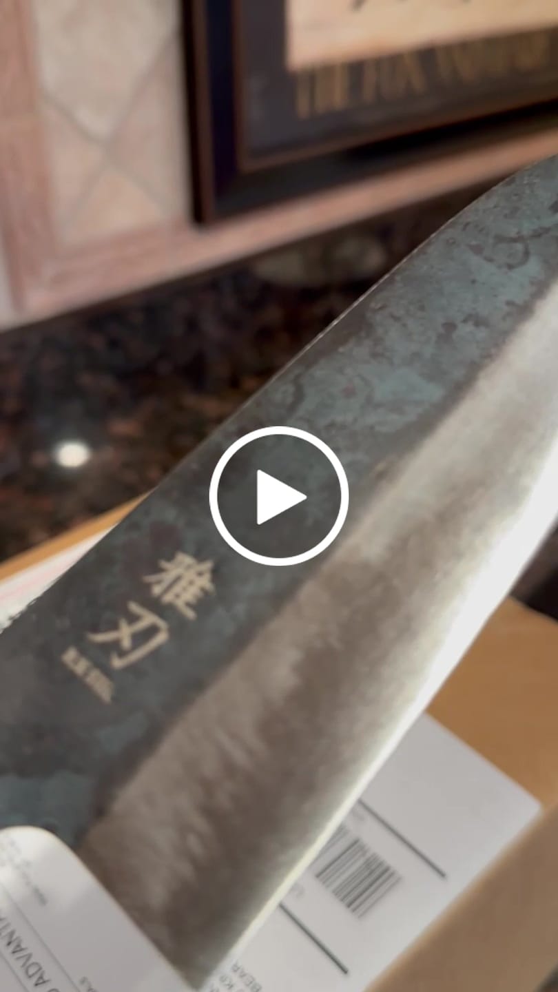 Customer video review of Santoku Blue Steel Ebony Wood Handle 170mm/6.7in