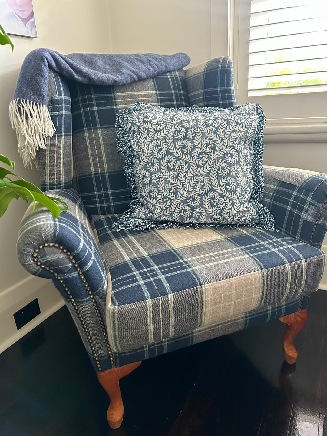 Customer photo review of Bullion Fringe Bleu Vine Cushion Cover 50x50cm