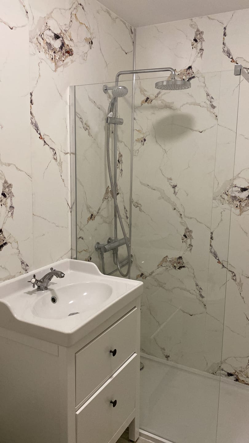 Customer photo review of 10mm Oro Gold Marble Ultra Matt Shower Panel 1M x 2.4M