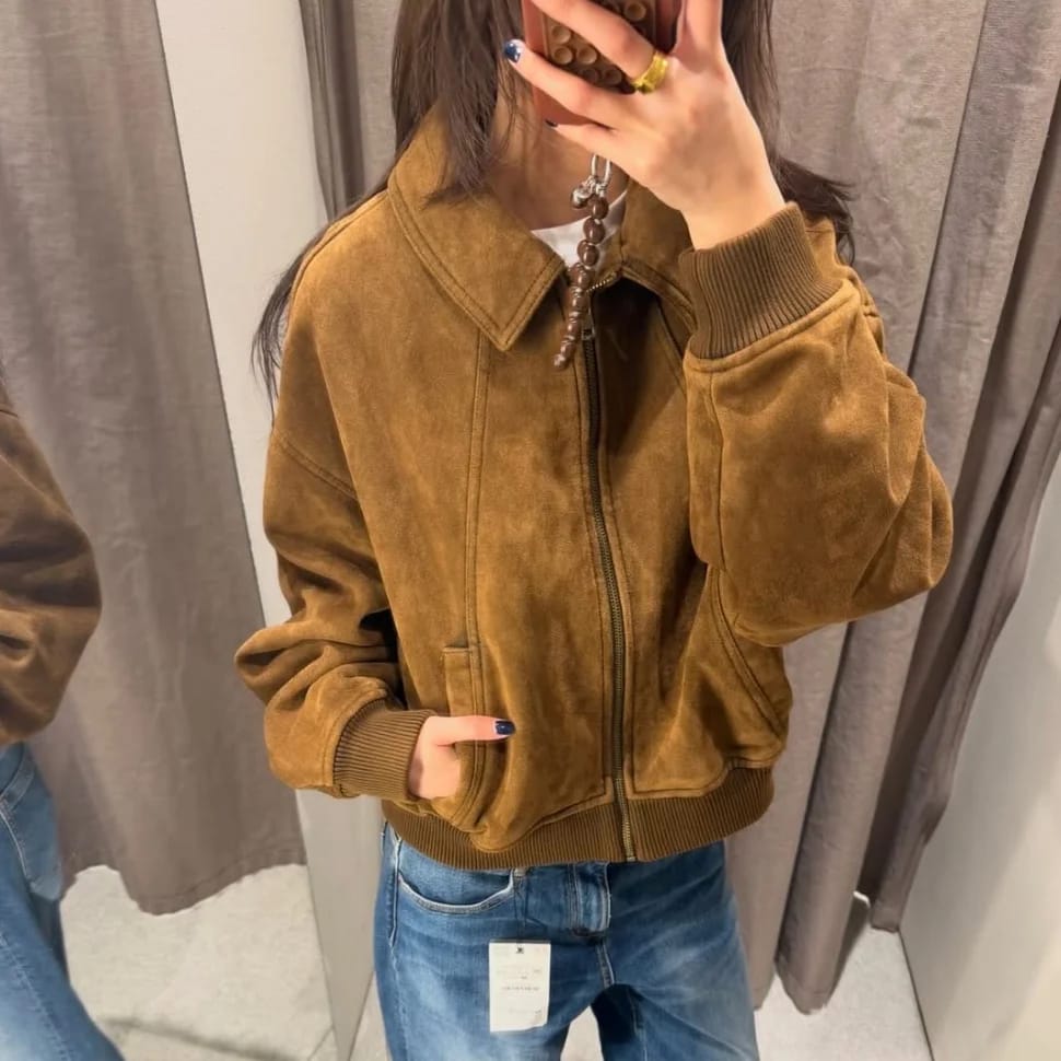 Customer photo review of Heather Faux Suede Jacket