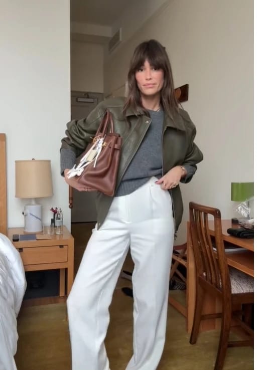 Customer photo review of Nova Faux Leather Bomber Jacket