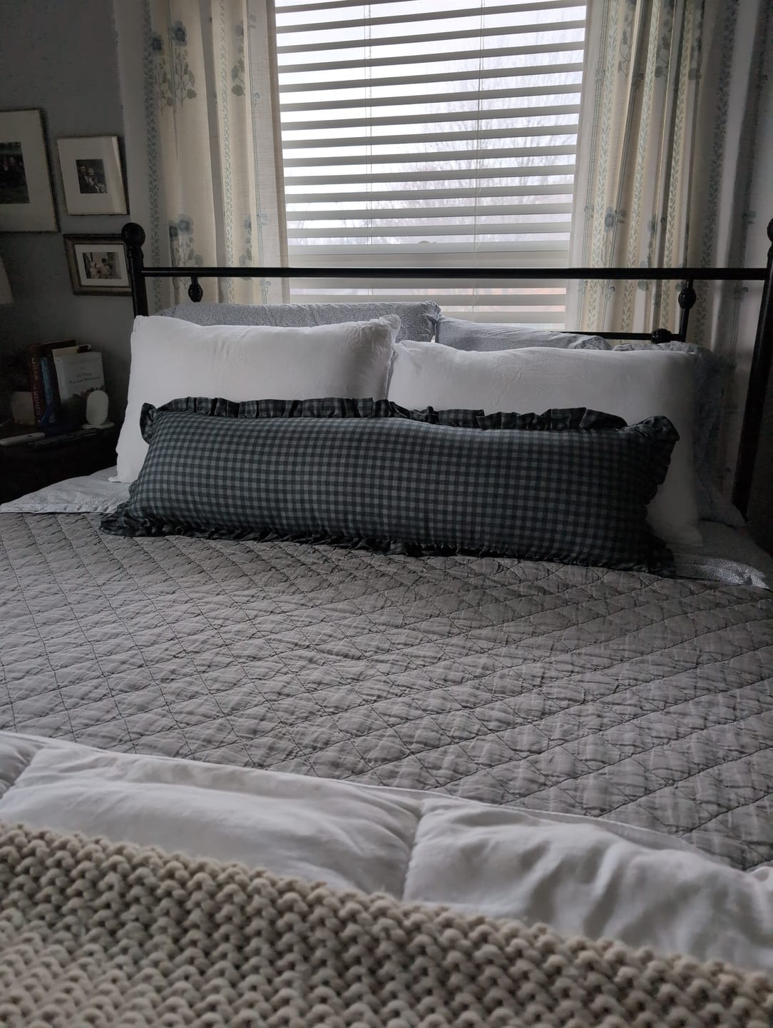 Customer photo review of Gingham Ruffle in Navy - 18" | 22" | 26" | 12x20" | 12x40"