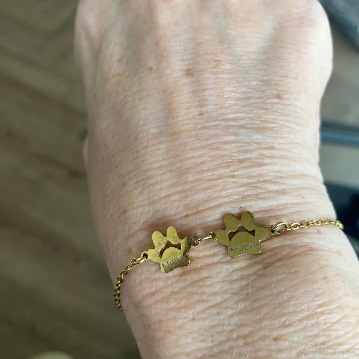 Customer photo review of Personalized Paw Name Bracelet