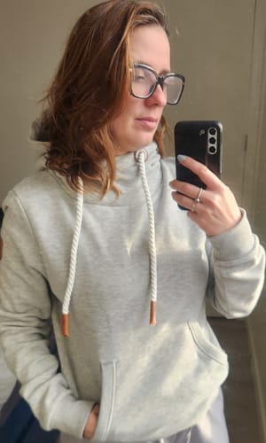 Customer photo review of Cassy Light Heather Grey Hoodie