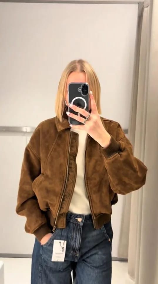 Customer photo review of Heather Faux Suede Jacket