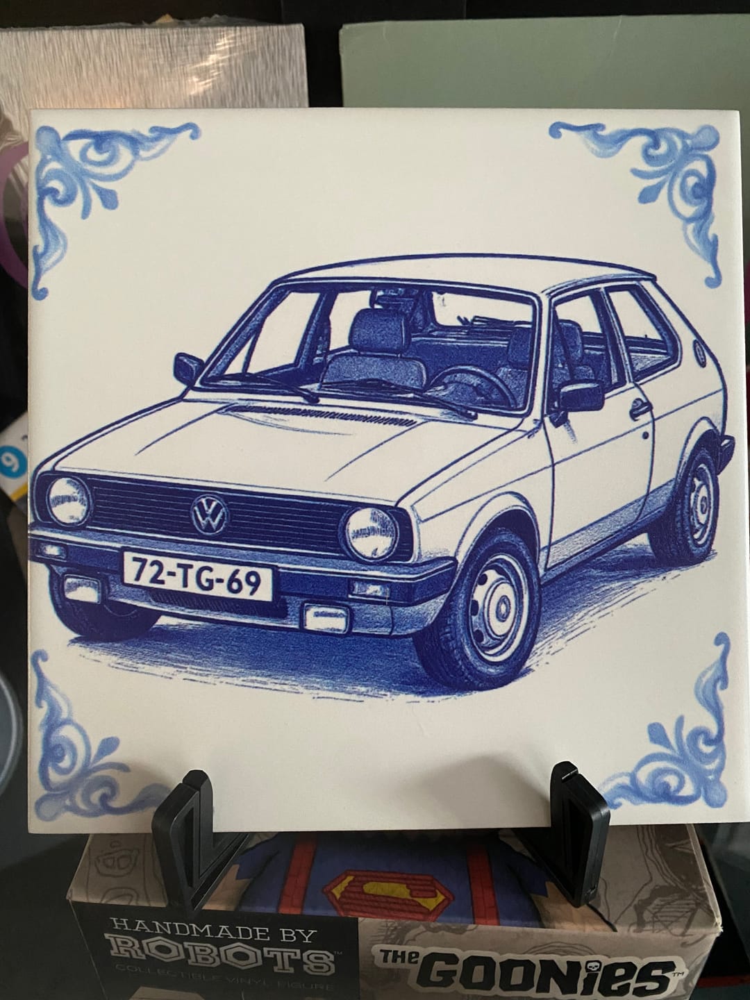 Customer photo review of Delfts Blauw tegeltje bedrukken met eigen auto