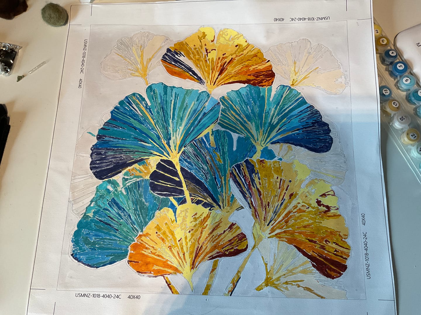 Customer photo review of Paint by Numbers - Abstract ginkgo leaves bouquet