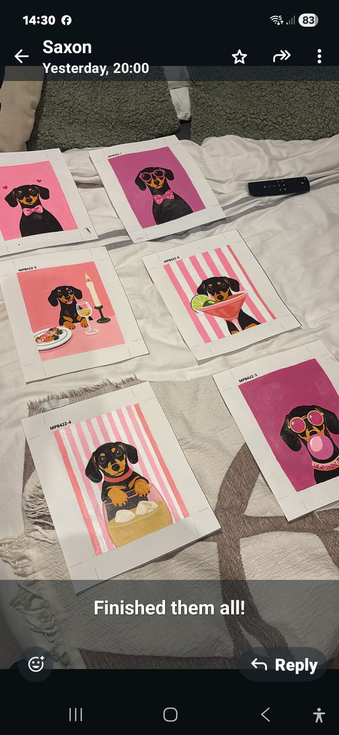Customer photo review of 6 Mini Paintings - Pink Dachsund Set