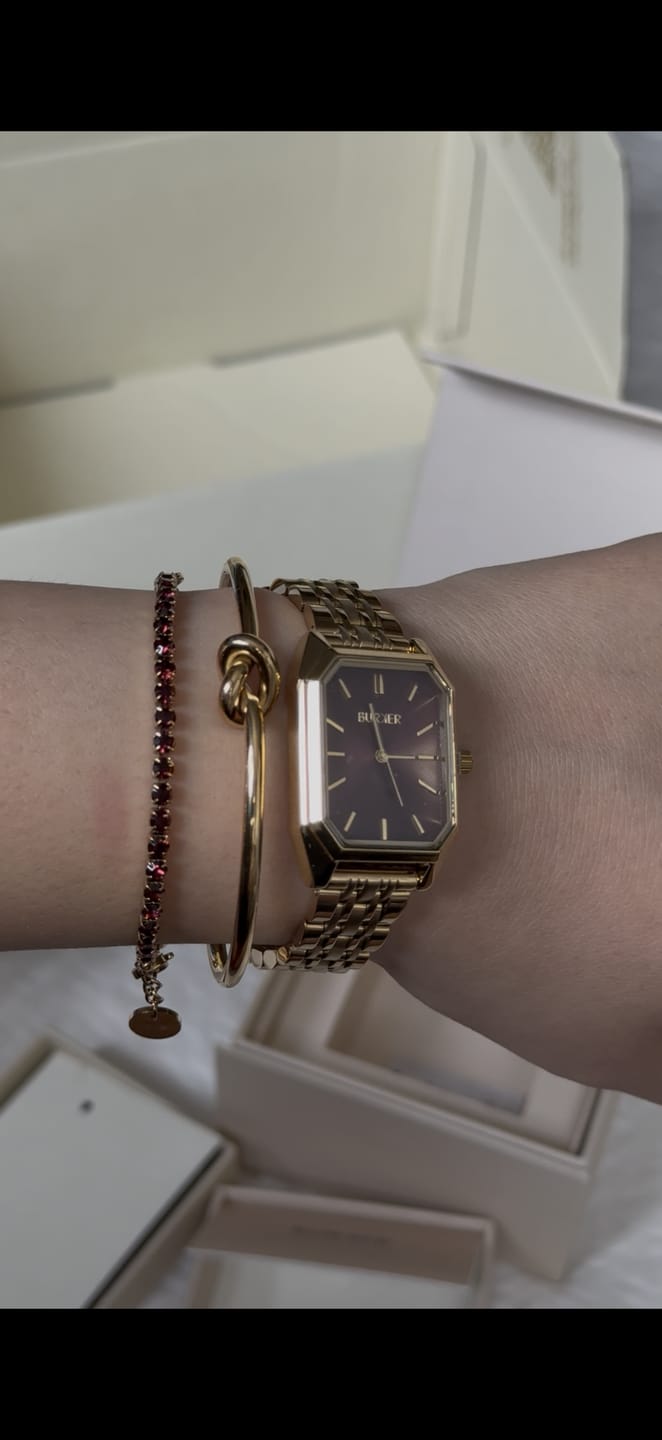 Customer photo review of Jade Gold Burgundy Bracelet