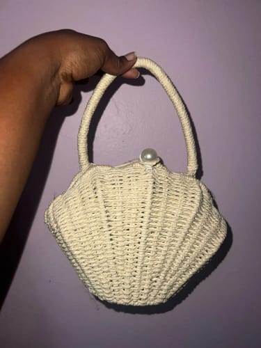 Customer photo review of Straw Basket Handbag Seashell