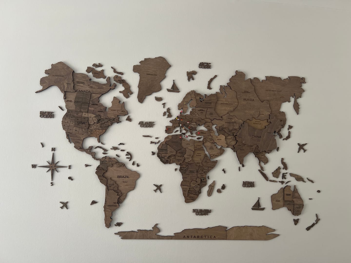 Customer photo review of 3D Wooden World Map Terra