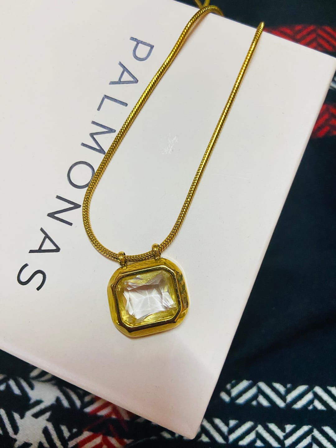 Customer photo review of Octagon Diamond Necklace