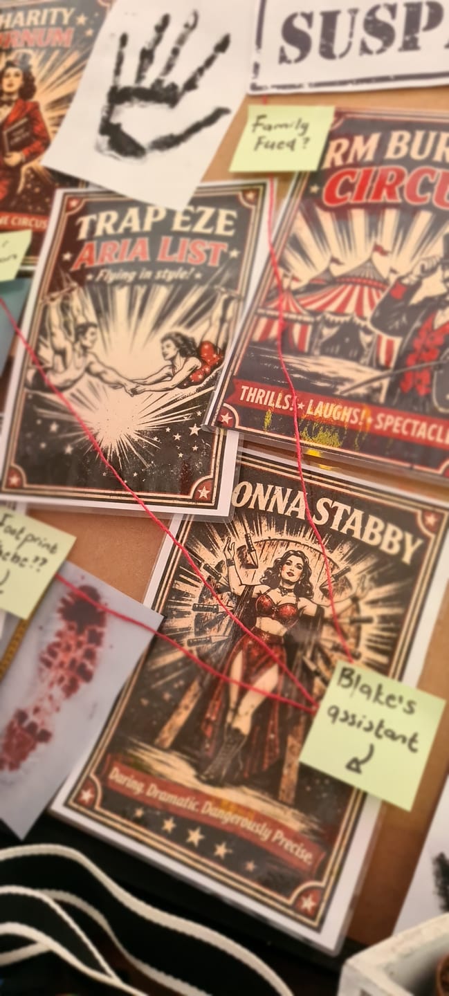 Customer photo review of Circus Murder Mystery Host Your Own Game Kit