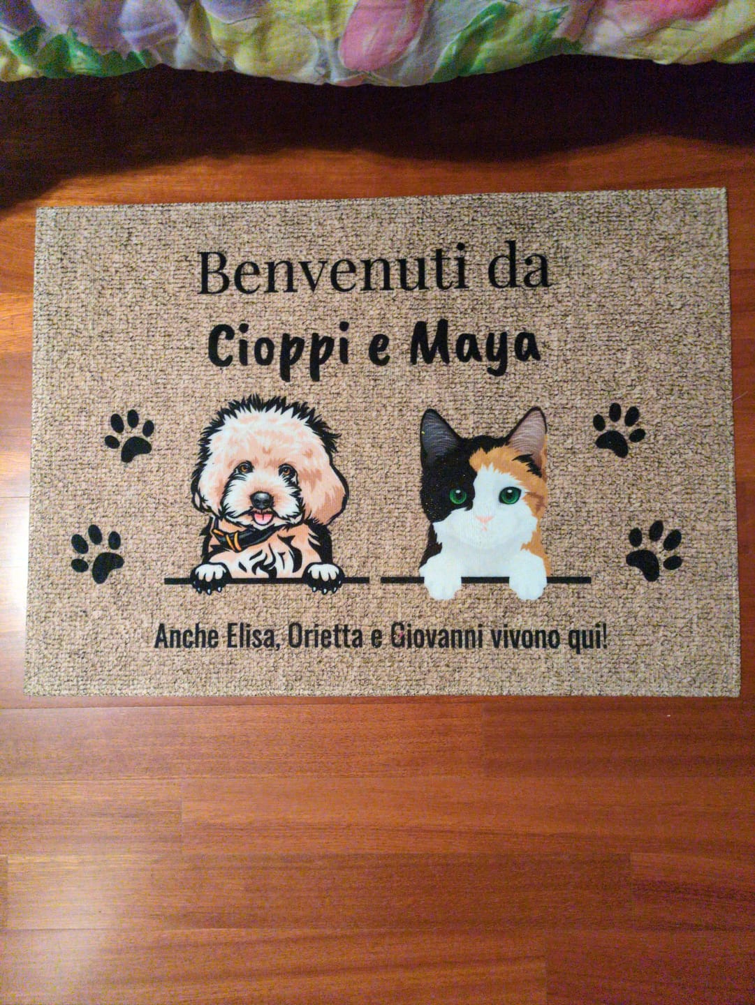 Customer photo review of Benvenuti da – Zerbino personalizzato