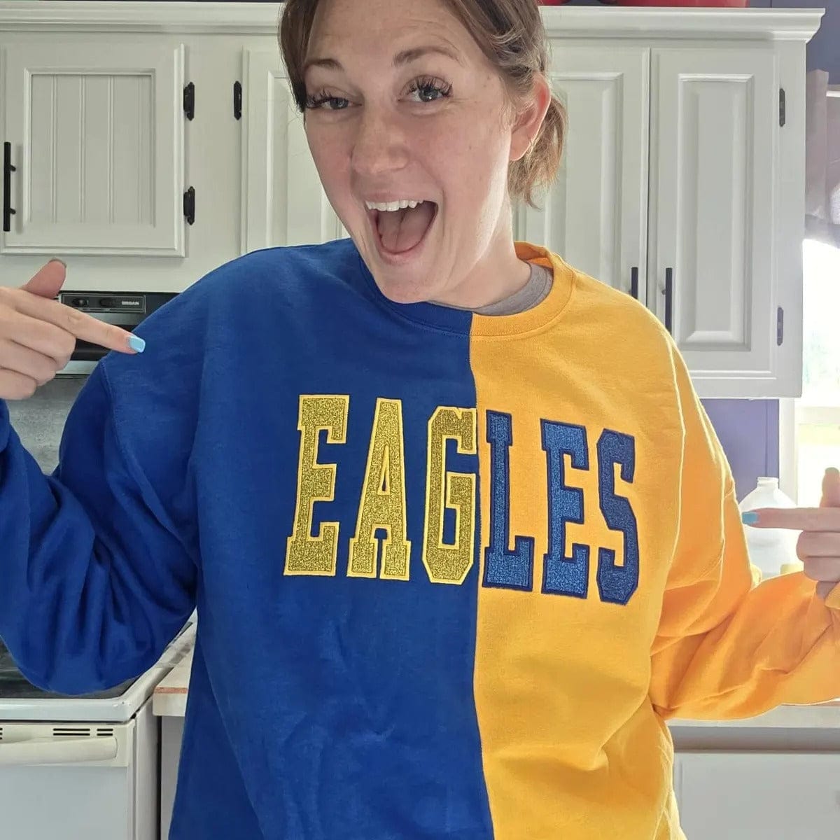 Customer photo review of Custom Glitter Embroidered Two Tone Sweatshirt