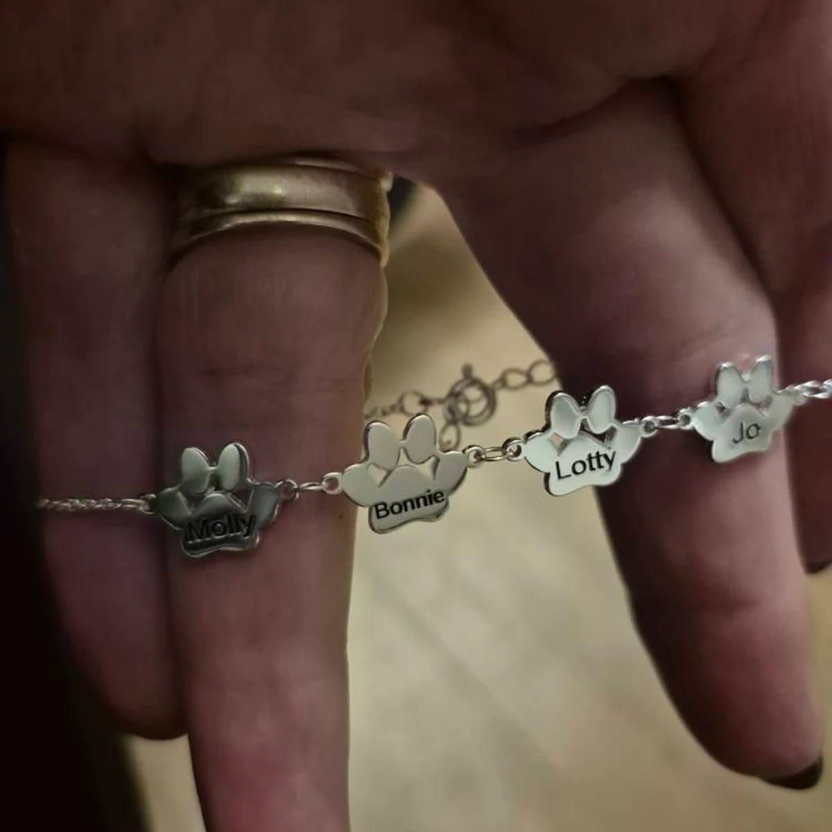 Customer photo review of Personalized Paw Name Bracelet