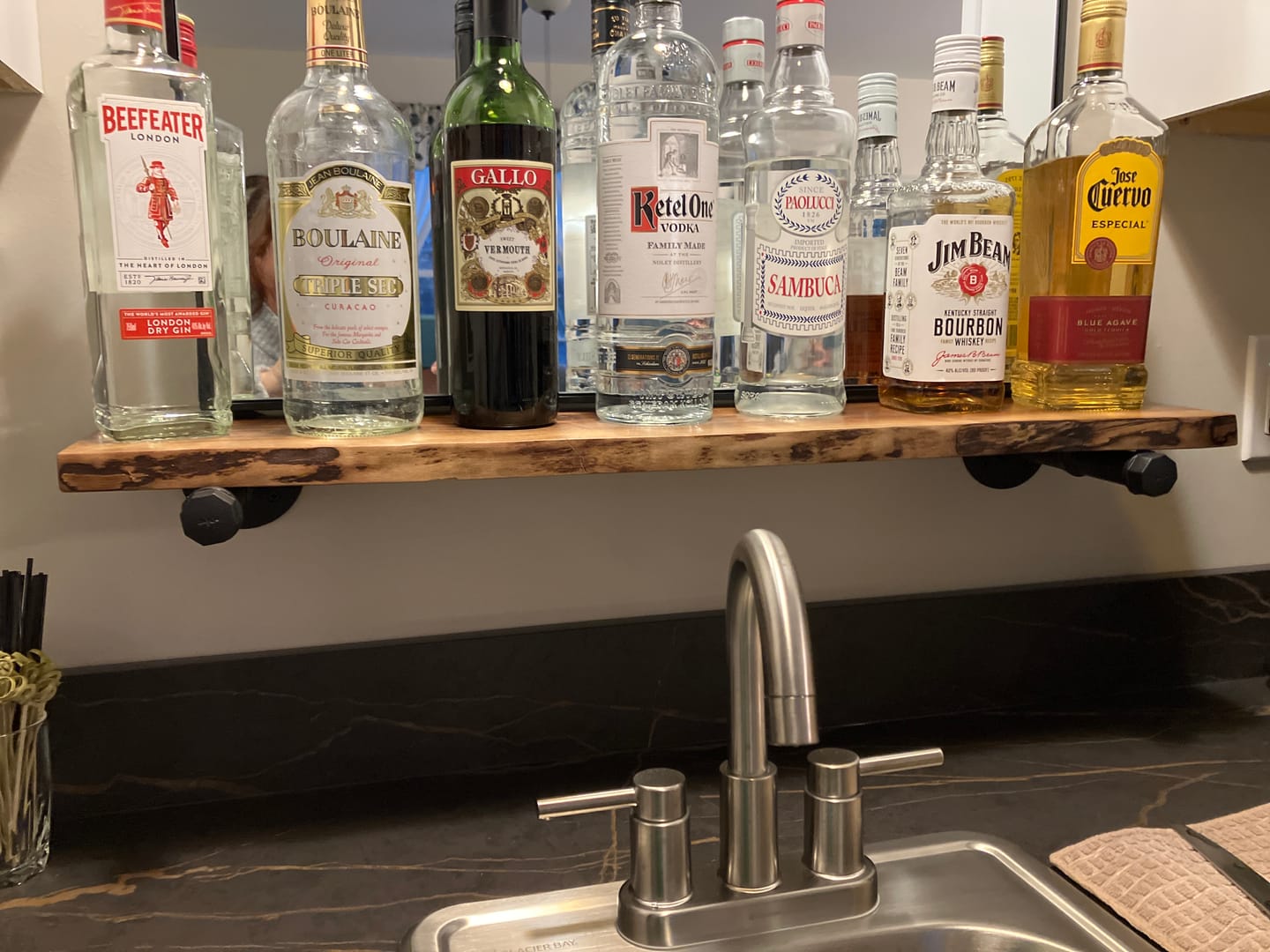 Customer photo review of Live Edge Walnut Shelves with Pipe Brackets