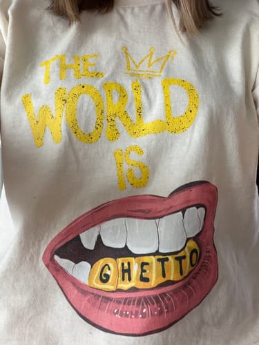 Customer photo review of The World Is Ghetto T-Shirt