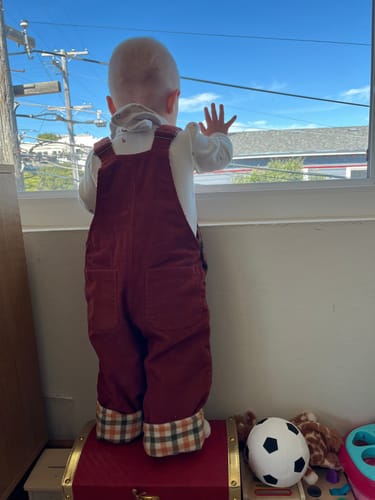 Customer photo review of Ginger Lined Corduroy Dungarees