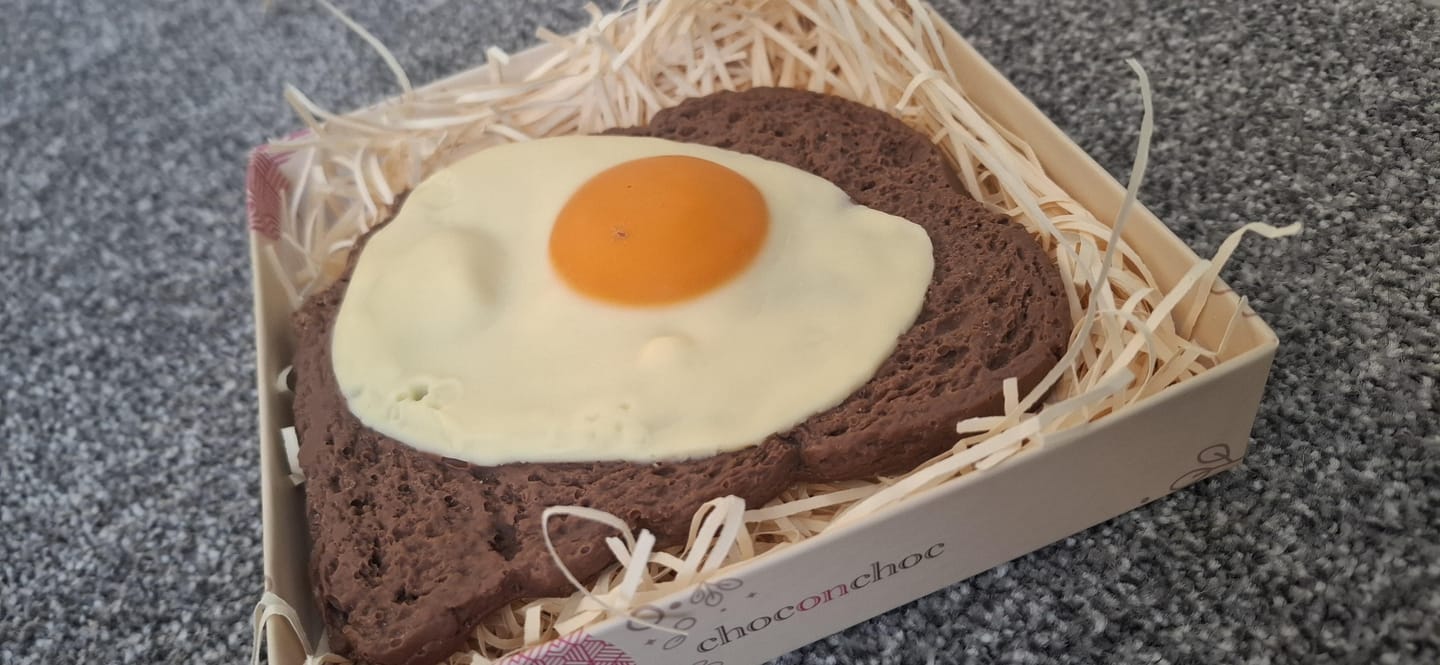 Customer photo review of Giant Chocolate Fried Egg On Toast