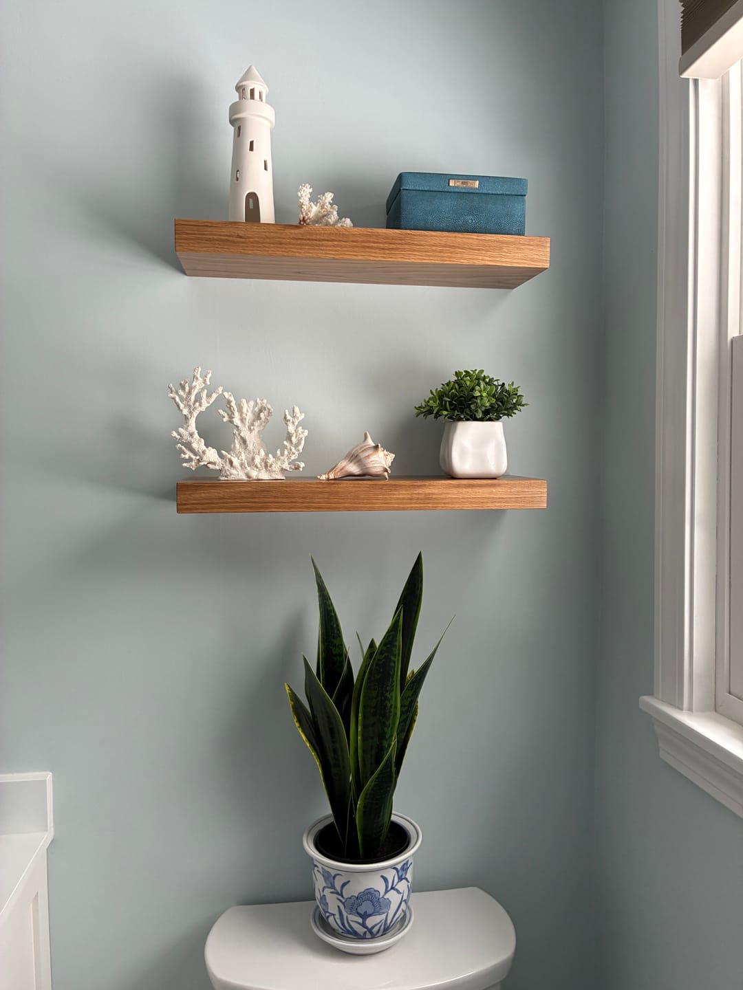 Customer photo review of White Oak Floating Shelves