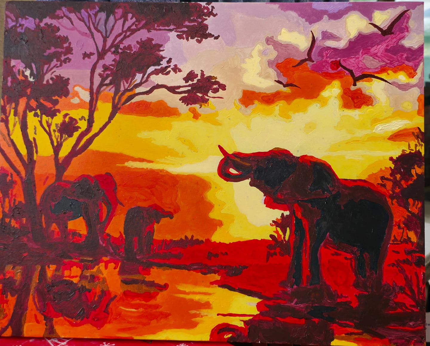 Customer photo review of African Savanna Elephants | Paint by Numbers
