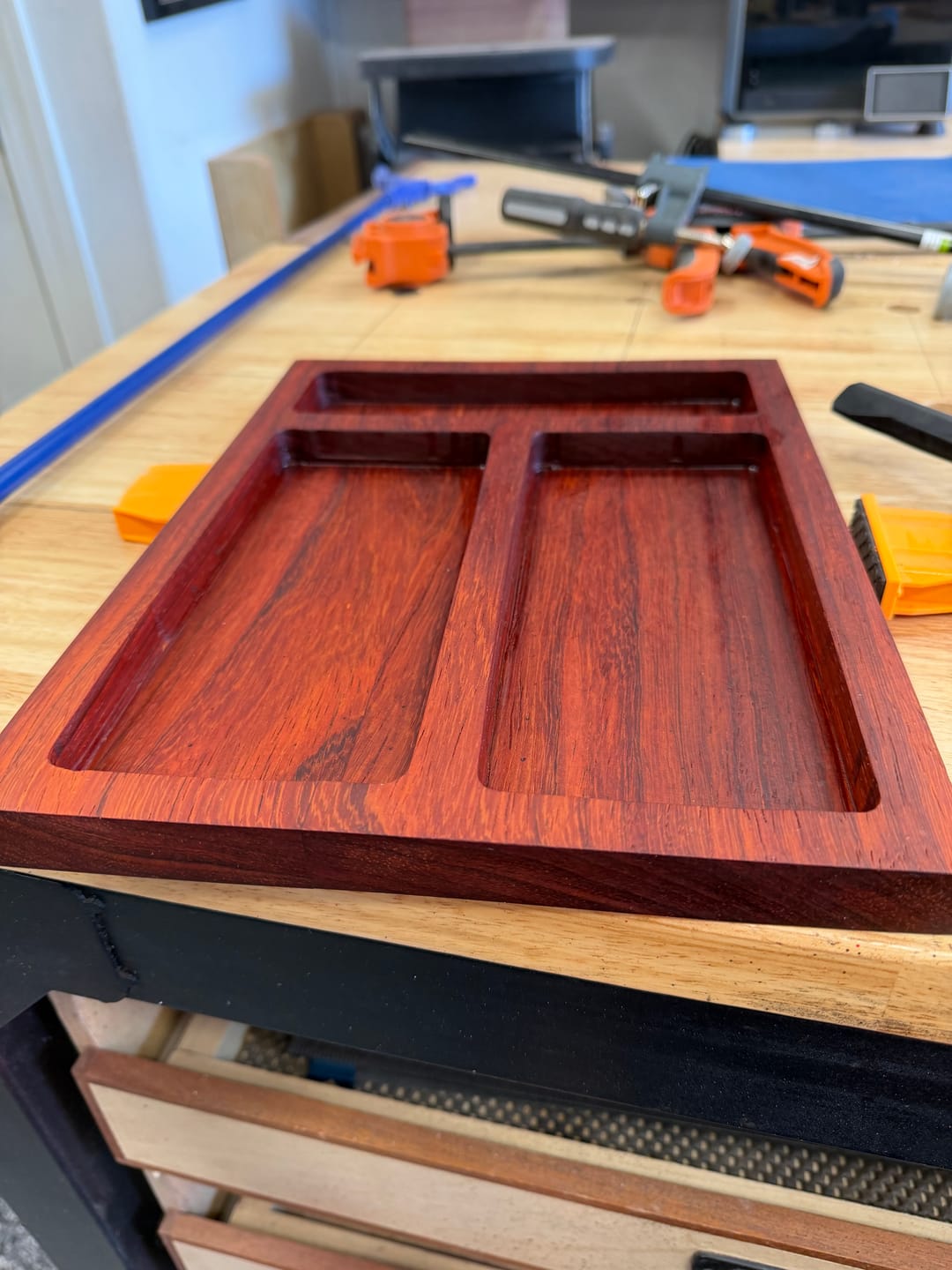 Customer photo review of 11.75x9.0" Three Pocket EDC Tray 24 Acrylic Router Template