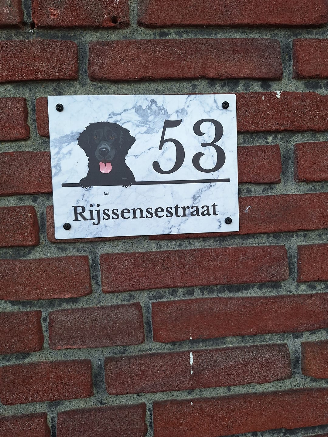 Customer photo review of Huisnummer met marmerlook - Gepersonaliseerd deurbordje