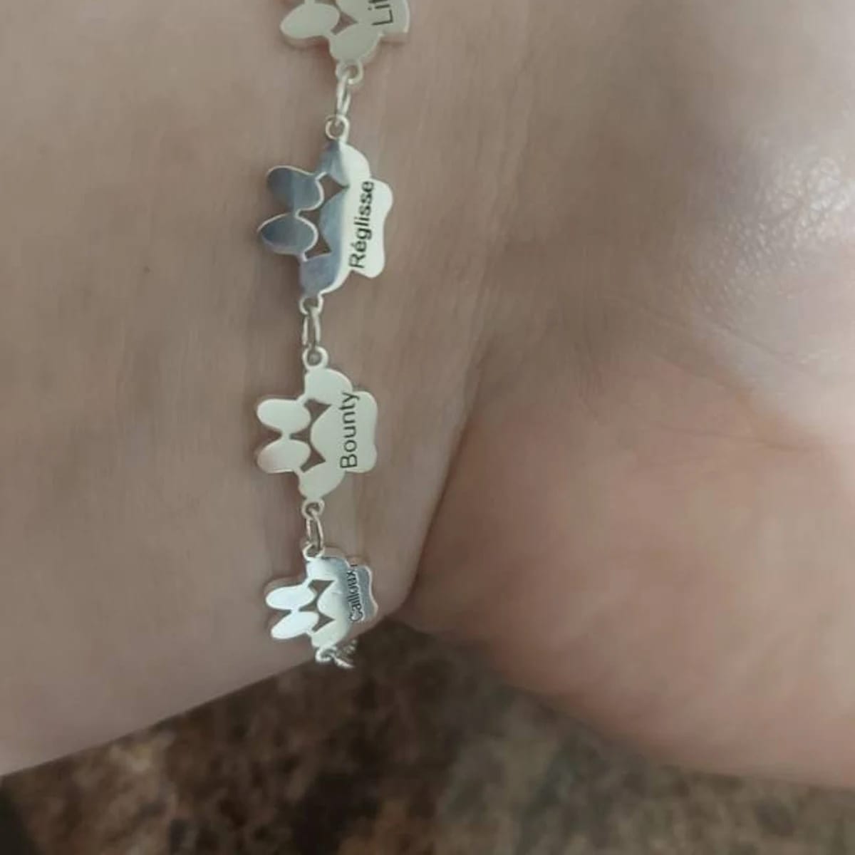 Customer photo review of Personalized Paw Name Bracelet