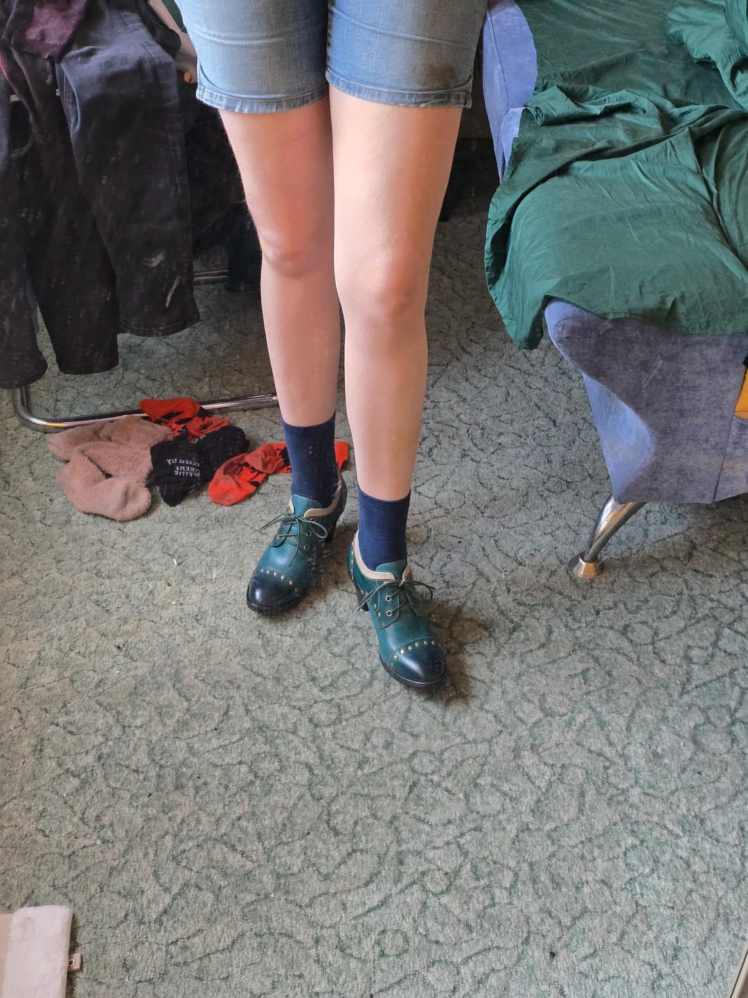Customer photo review of Vintage Teal Studded Oxford Heels