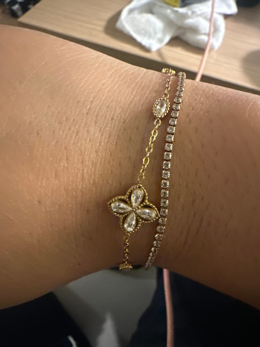 Customer photo review of Four Leaf Clover Crystal Bracelet