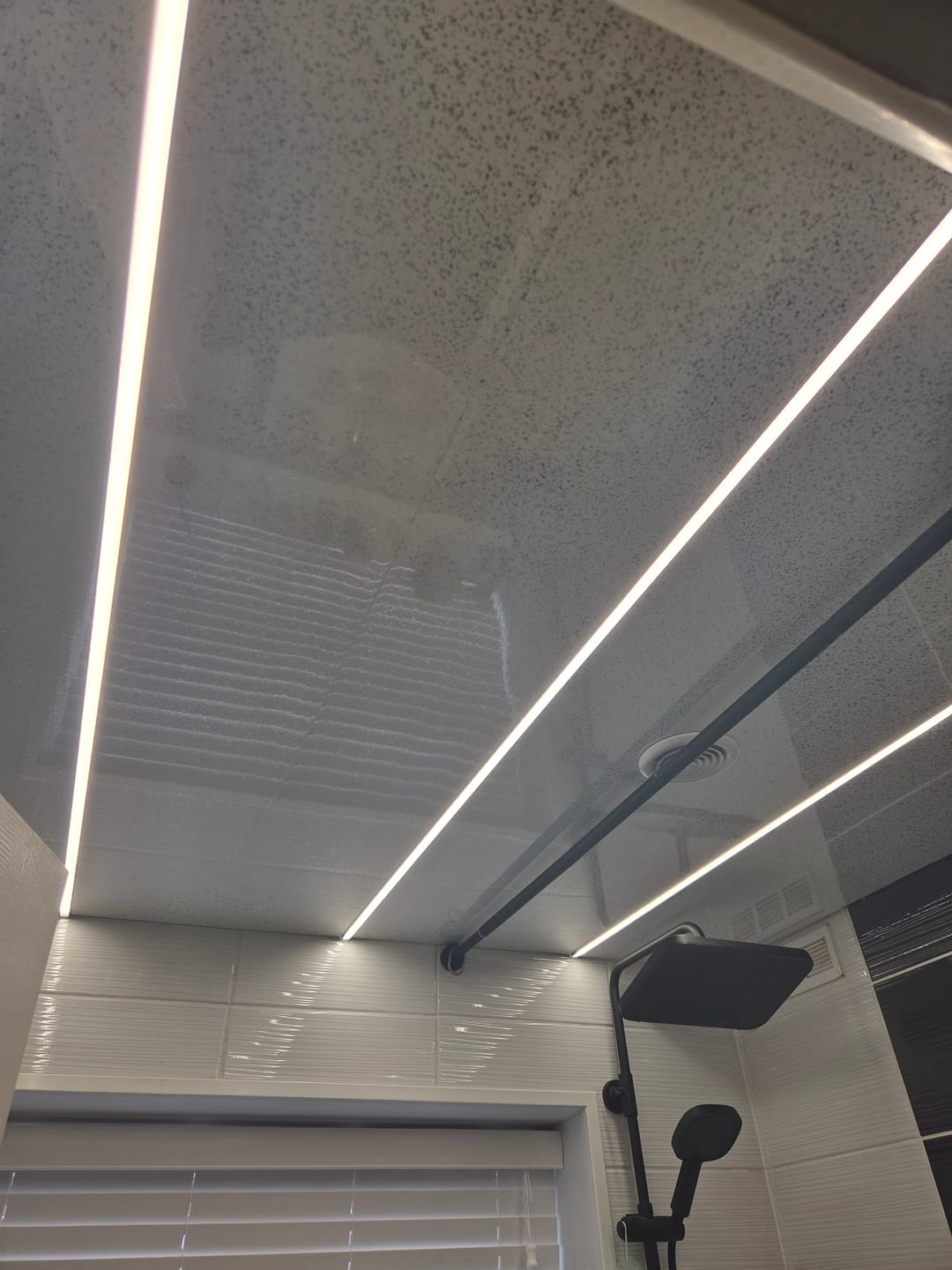 Customer photo review of 8mm Platinum White Sparkle Bathroom Wall Panel 2.6M
