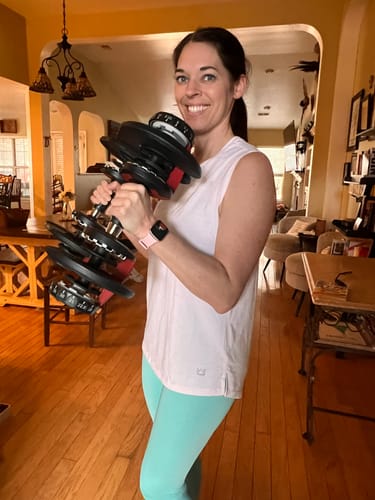 Customer photo review of Flowy Scoop Hem Muscle Tank