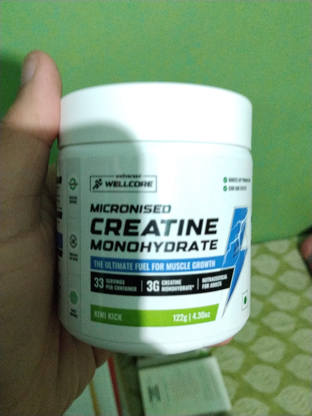 Customer photo review of Wellcore - Pure Micronised Creatine Monohydrate | Kiwi Kick (122g, 33 servings)