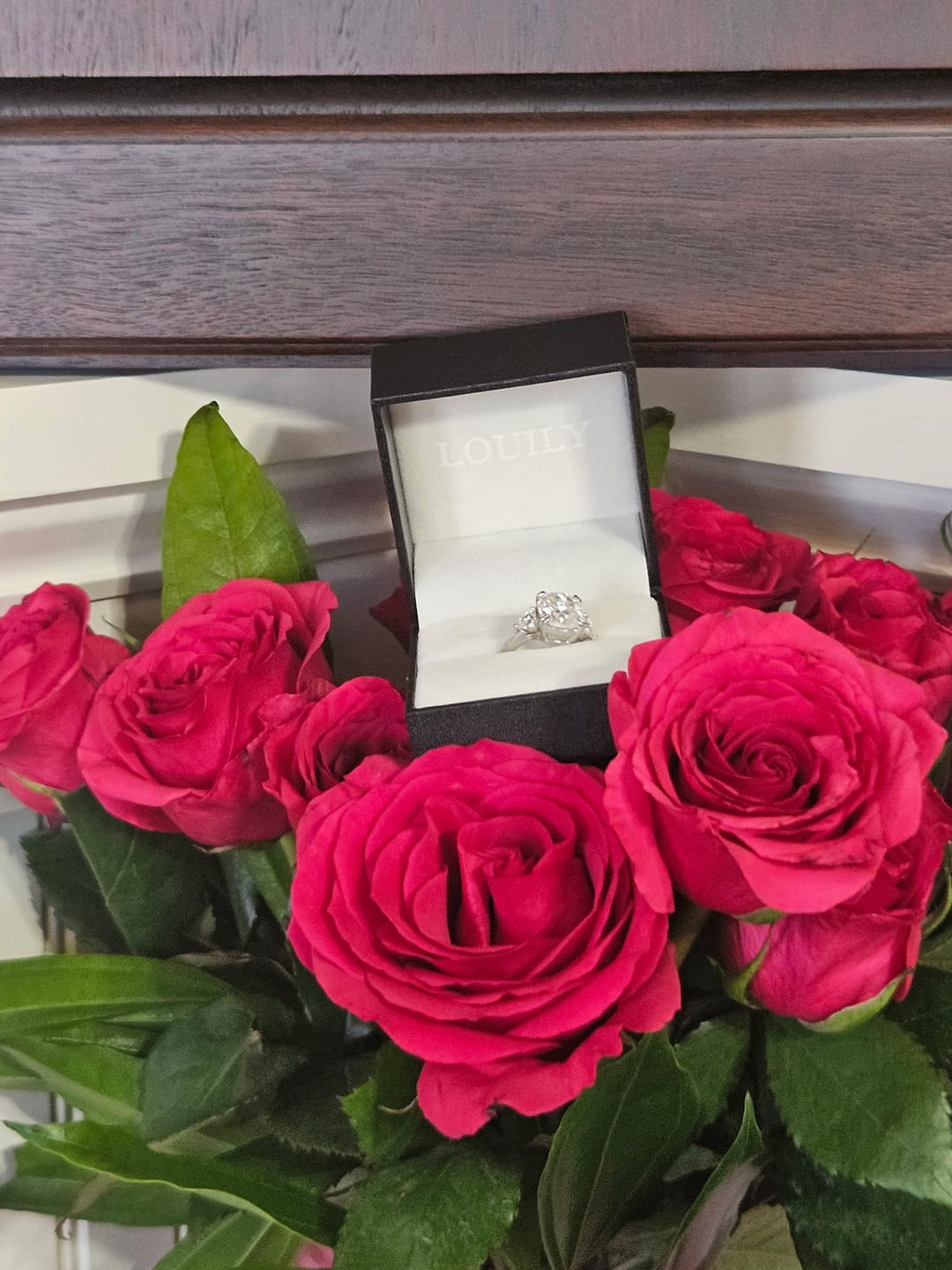 Customer photo review of S925 6.0Ct Cushion Cut Three Stone Engagement Ring Simulated or Moissanite Diamond Bridal Rings For Women