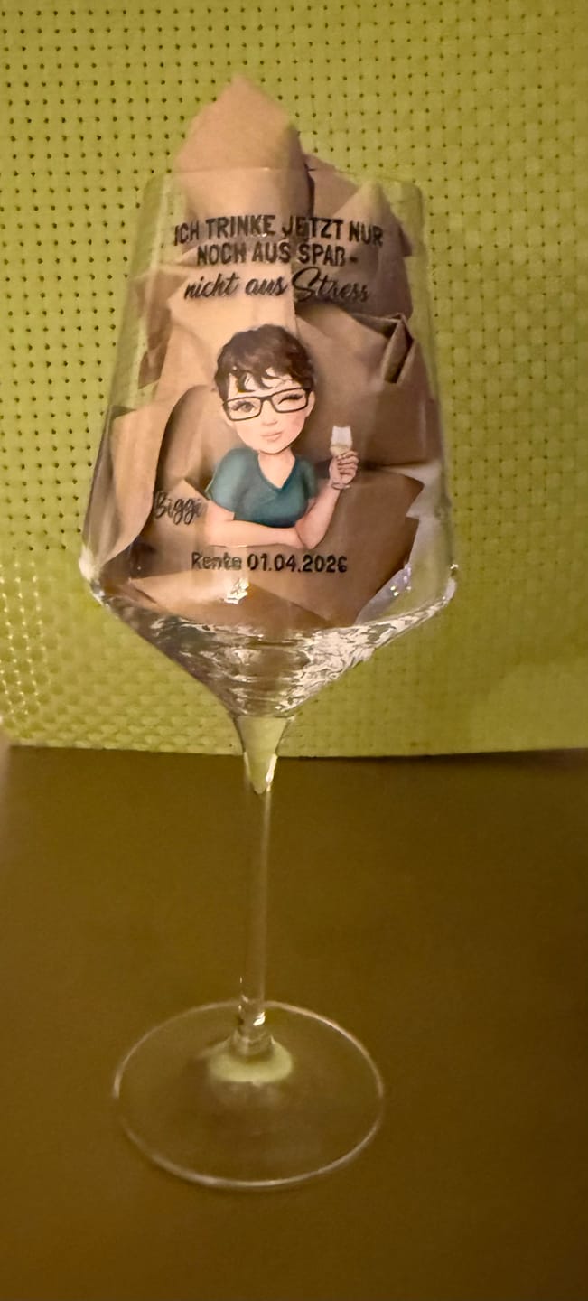 Customer photo review of In Rente - Personalisiertes Weinglas