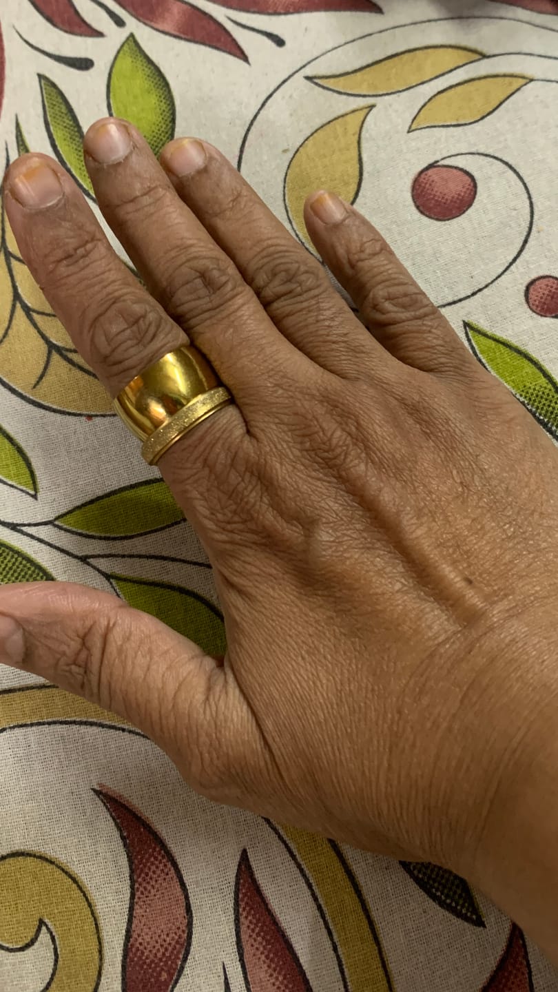 Customer photo review of Textured Matte Gold Band Ring