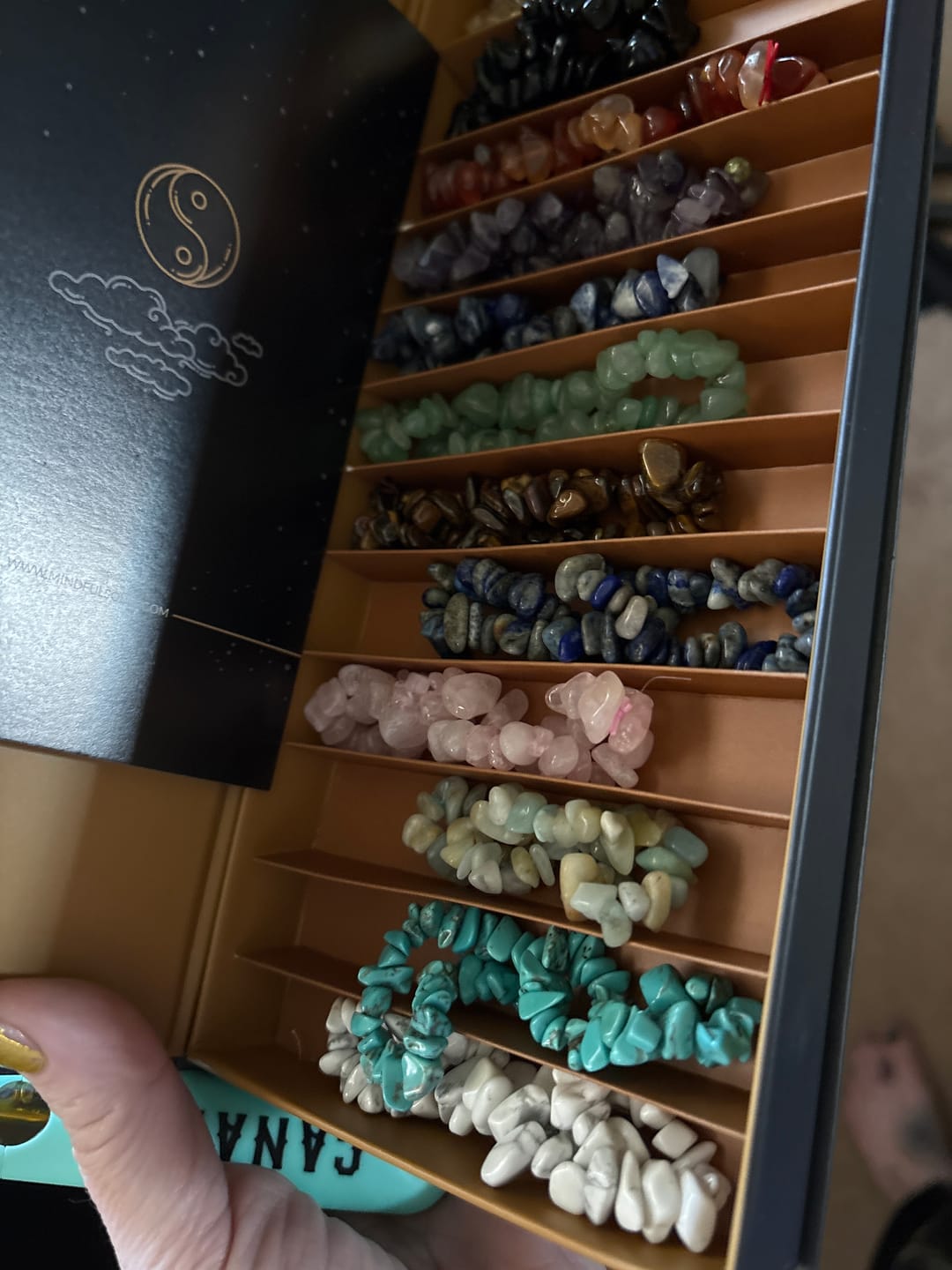 Customer photo review of 3x Natural Crystal 12 Bracelet Set with Storage Box