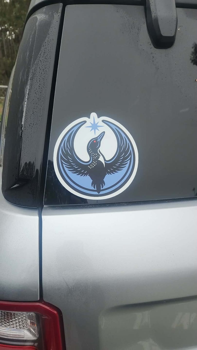Customer photo review of Large Rebel Loon Vehicle Decal Sticker