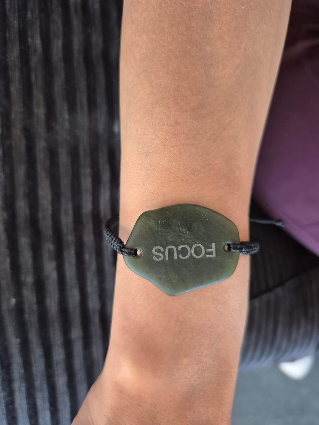 Customer photo review of Engraved Greenstone Bracelet