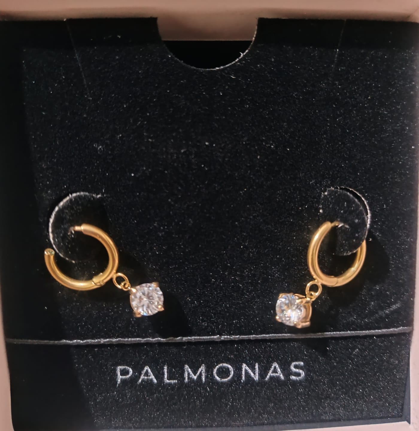 Customer photo review of Golden Sparkle Drop Hoops