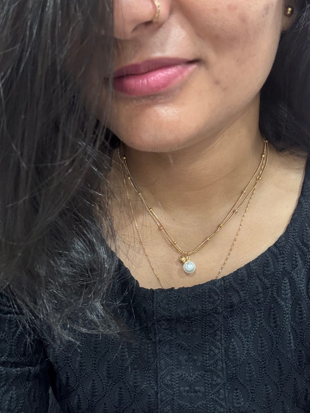 Customer photo review of Elegant Pearl Drop Beaded Layer Necklace