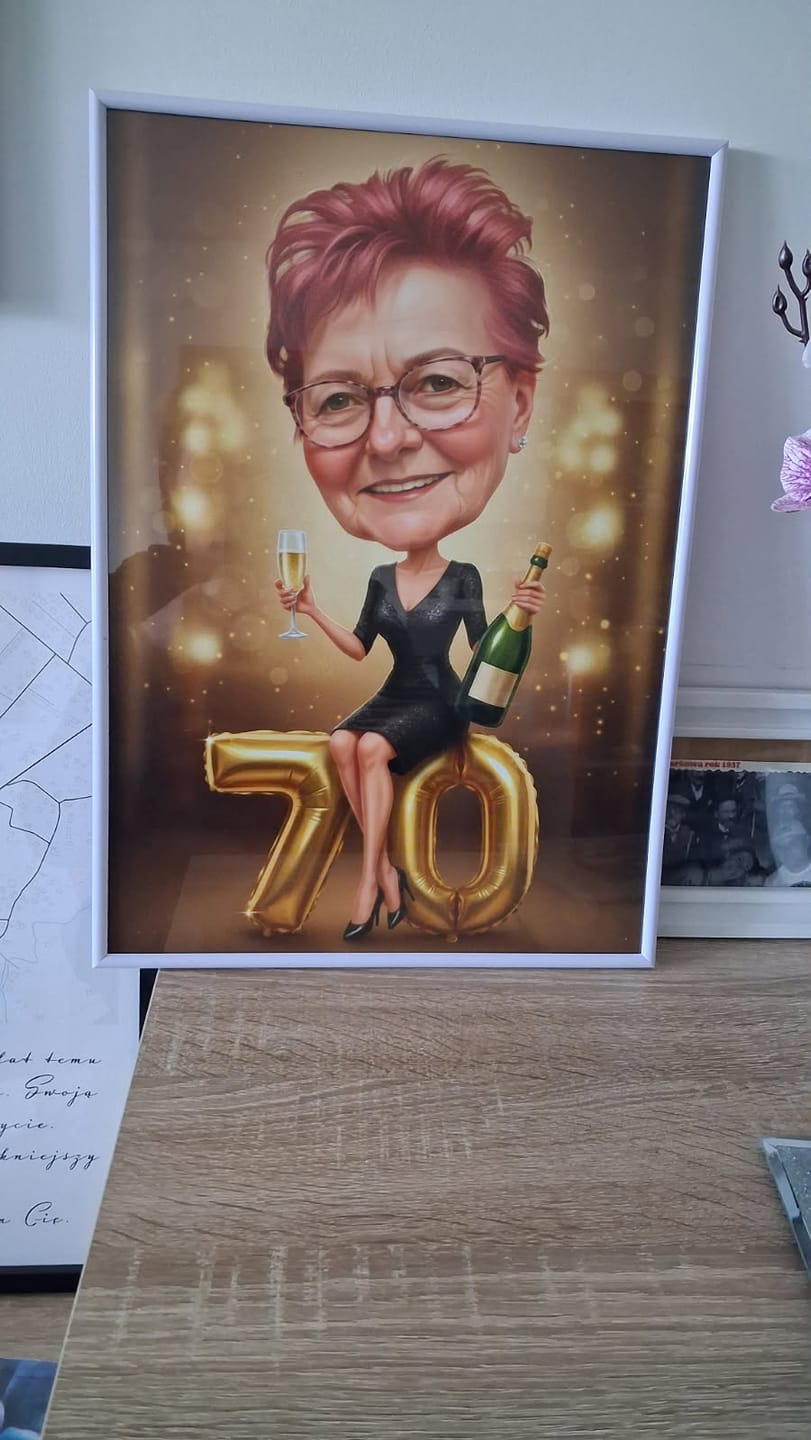 Customer photo review of Szampańskie Urodziny - Karykatura ze zdjęcia