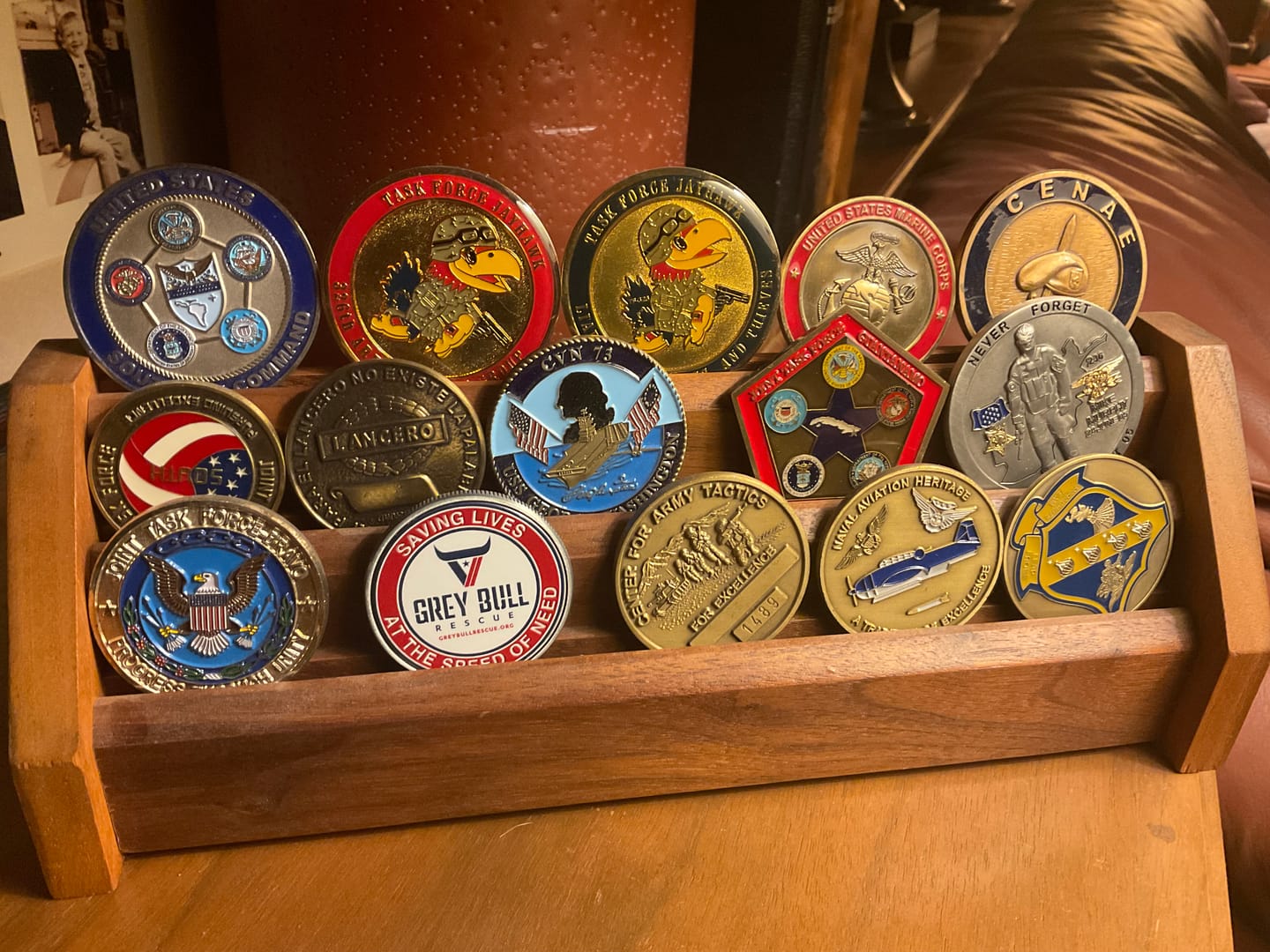 Customer photo review of Grey Bull Challenge Coin