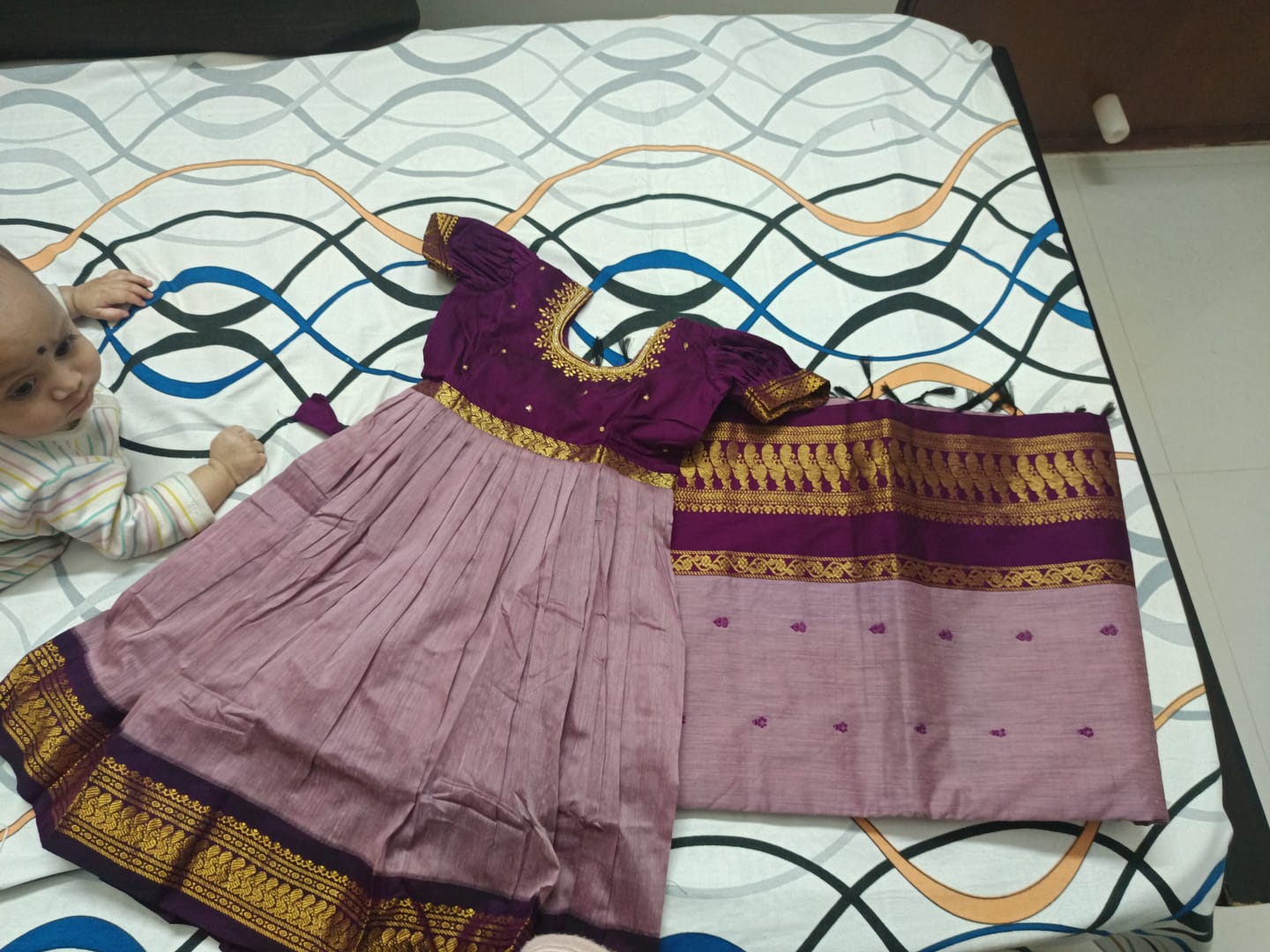 Customer photo review of Wine with Lavender baby girl traditional ethnic dress