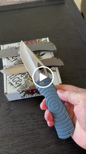 Customer video review of McNees Dixon Shockwave Frame Lock Knife, Blue Anodized Titanium, Satin MagnaCut Blade & Satin Hardware – Made in USA (2426)