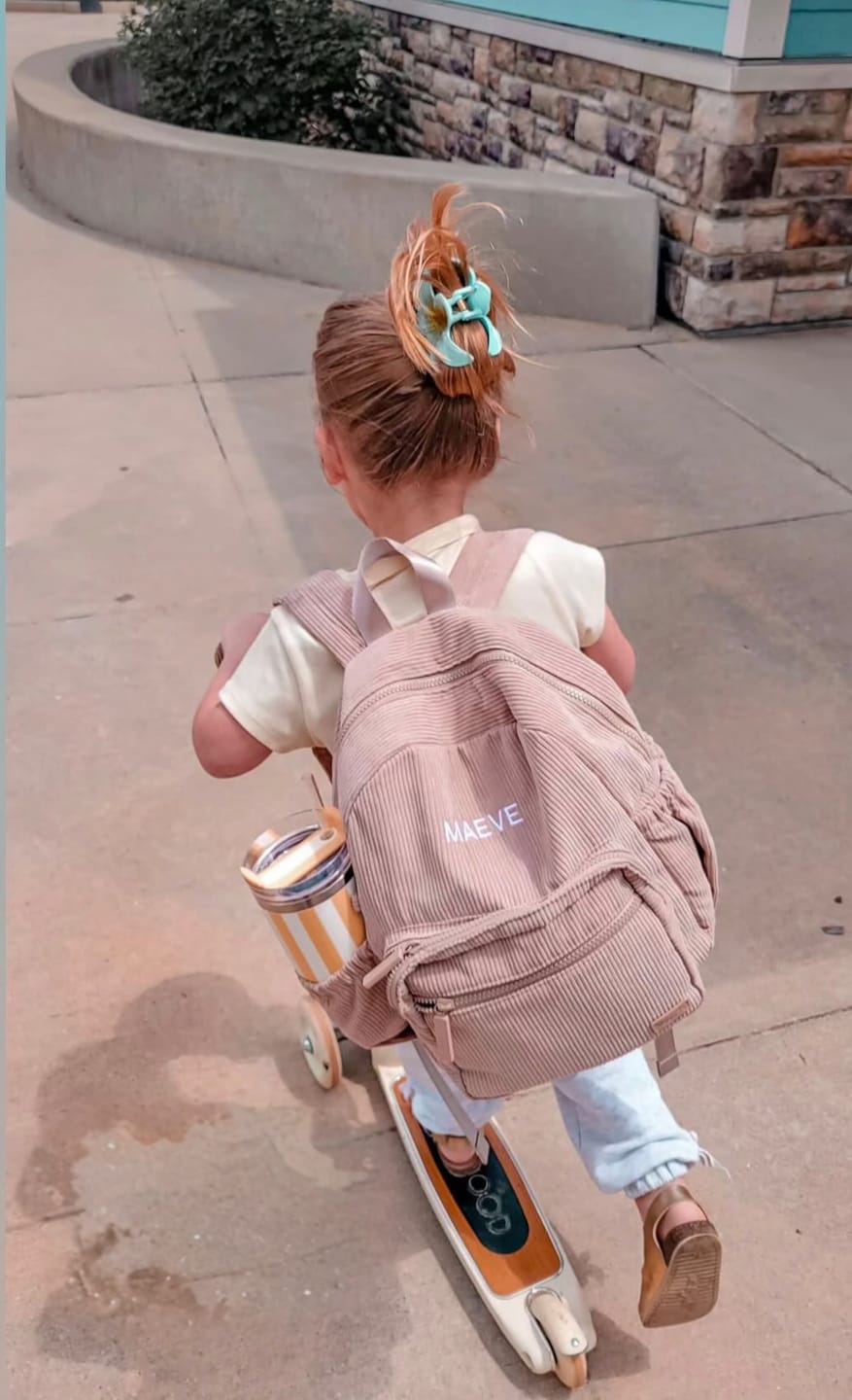 Customer photo review of Yooushi® Corduroy Backpack – Iced Latte