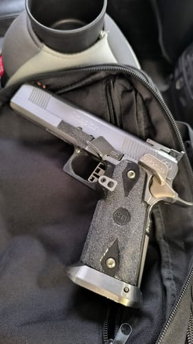 Customer photo review of 1911/2011 Slide Stop Thumb Rest | Competition Accessory
