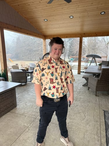 Customer photo review of 21 Pineapples "Yeehaw Cowboy" Button Up Shirt