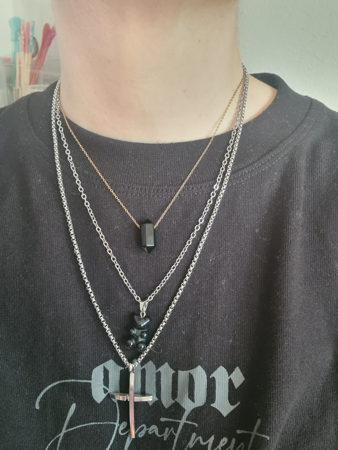 Customer photo review of Obsidian Halskette - Hexagon Anhänger